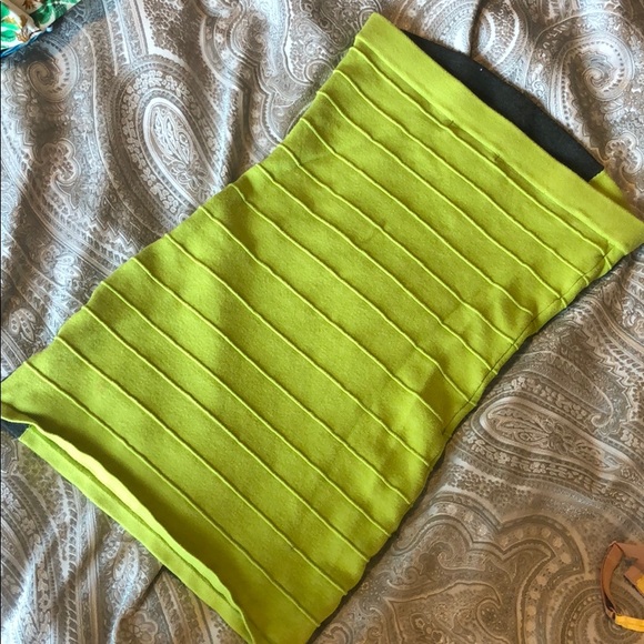 WOW COUTURE lime green grey color block tube dress - Picture 2 of 3